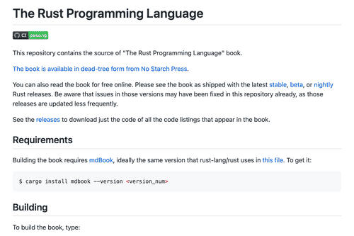 The Rust Book README.md